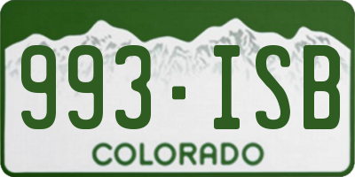 CO license plate 993ISB