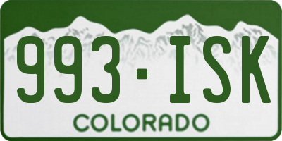 CO license plate 993ISK