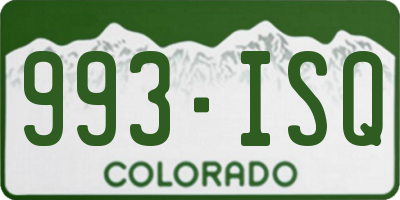 CO license plate 993ISQ