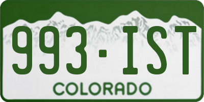 CO license plate 993IST
