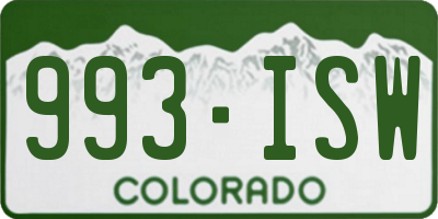 CO license plate 993ISW
