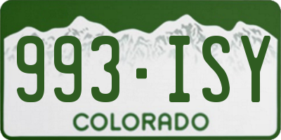 CO license plate 993ISY