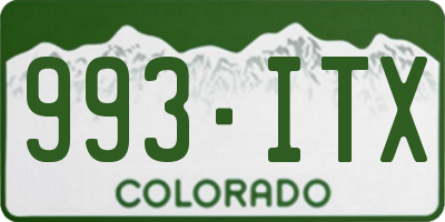 CO license plate 993ITX