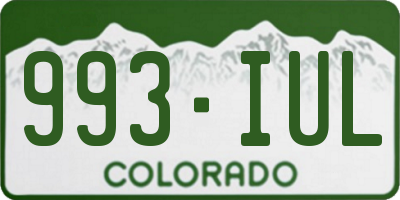 CO license plate 993IUL