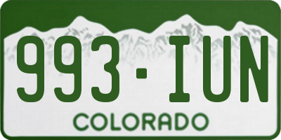CO license plate 993IUN