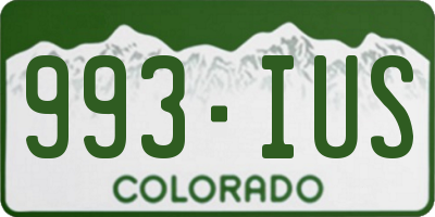 CO license plate 993IUS
