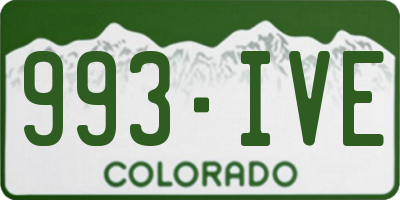CO license plate 993IVE