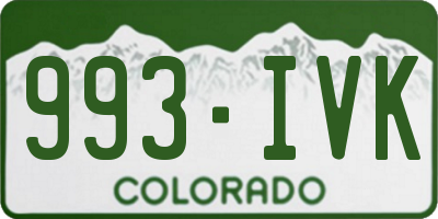 CO license plate 993IVK
