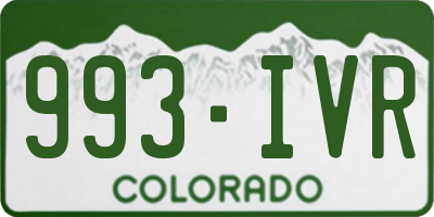 CO license plate 993IVR
