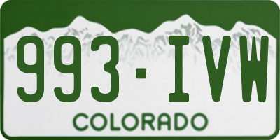CO license plate 993IVW