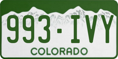 CO license plate 993IVY
