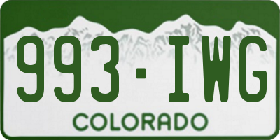 CO license plate 993IWG