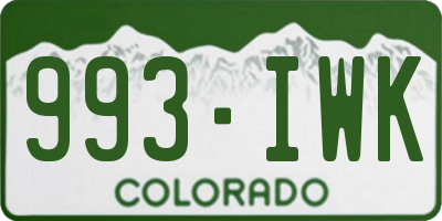 CO license plate 993IWK
