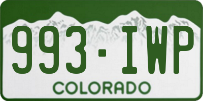 CO license plate 993IWP
