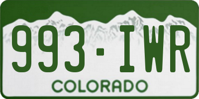 CO license plate 993IWR