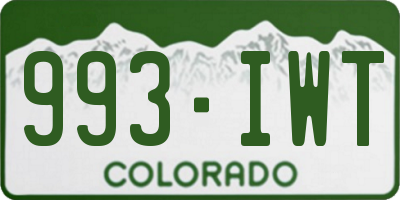 CO license plate 993IWT