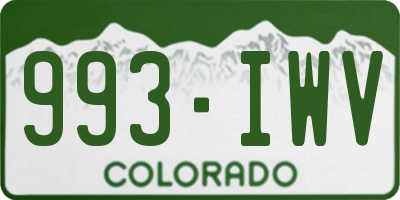 CO license plate 993IWV