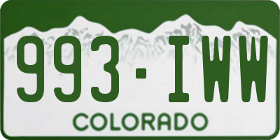 CO license plate 993IWW
