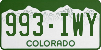 CO license plate 993IWY