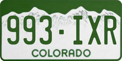 CO license plate 993IXR