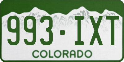CO license plate 993IXT