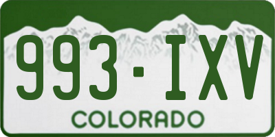 CO license plate 993IXV