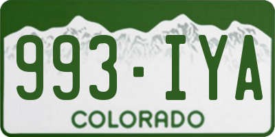 CO license plate 993IYA