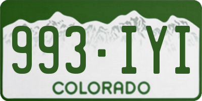 CO license plate 993IYI