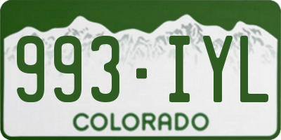 CO license plate 993IYL
