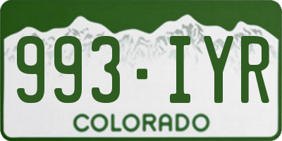 CO license plate 993IYR