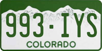CO license plate 993IYS