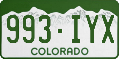CO license plate 993IYX