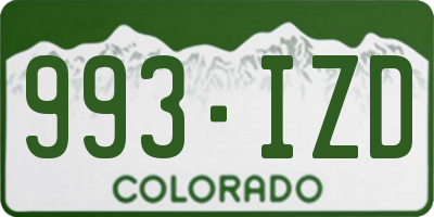 CO license plate 993IZD