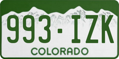 CO license plate 993IZK