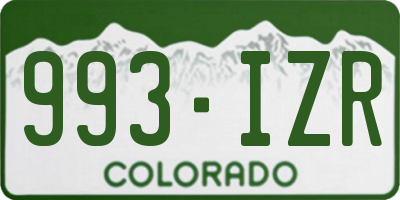 CO license plate 993IZR