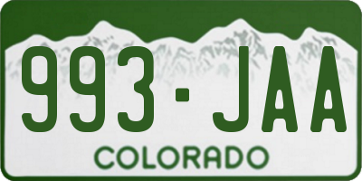 CO license plate 993JAA