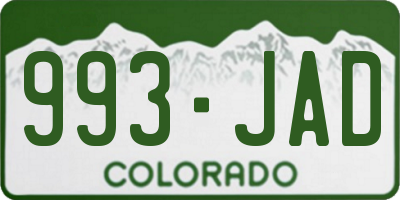 CO license plate 993JAD