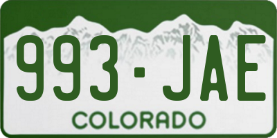 CO license plate 993JAE