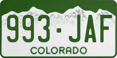 CO license plate 993JAF