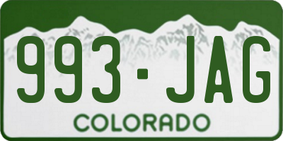 CO license plate 993JAG