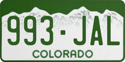 CO license plate 993JAL