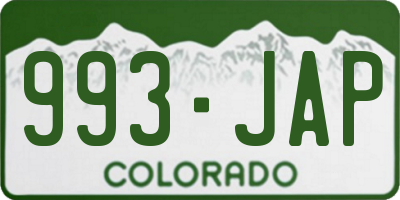 CO license plate 993JAP