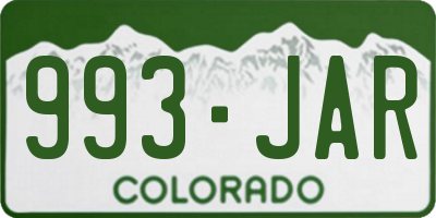 CO license plate 993JAR