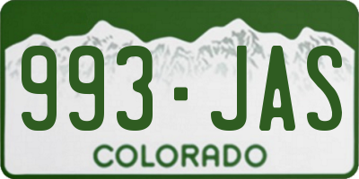 CO license plate 993JAS