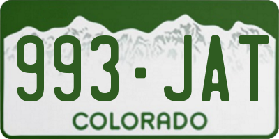 CO license plate 993JAT