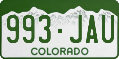 CO license plate 993JAU
