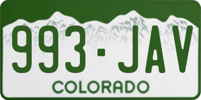 CO license plate 993JAV