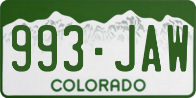 CO license plate 993JAW
