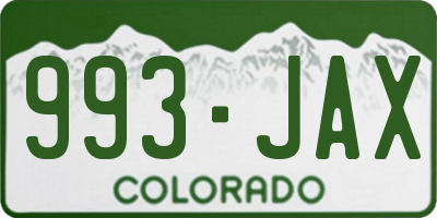 CO license plate 993JAX