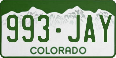 CO license plate 993JAY